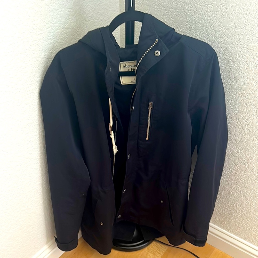 Abercrombie & Fitch Black Raincoat with High Collar